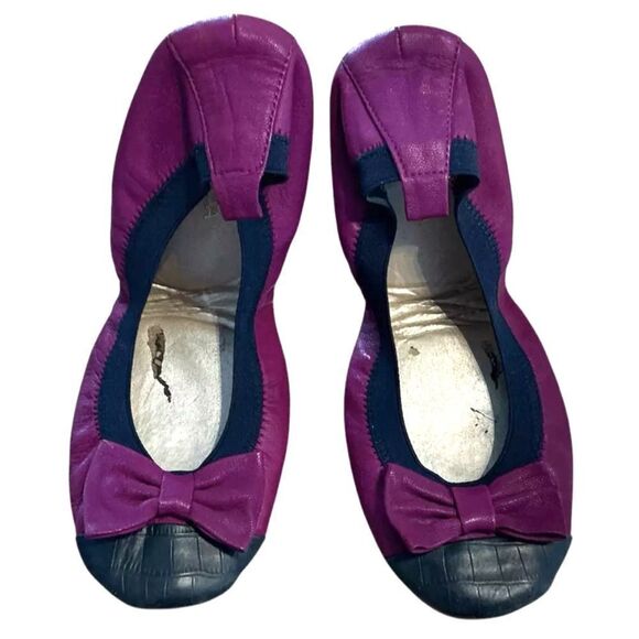 YOSI SAMRA Leather Foldable Ballet Flats with Leather Bow 10 - Picture 1 of 8